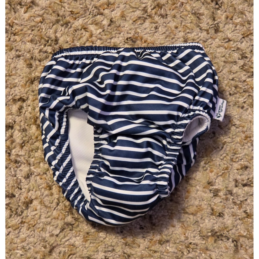 Green Sprouts Navy White Striped Reusable Swim Diaper Baby Size 24 Months